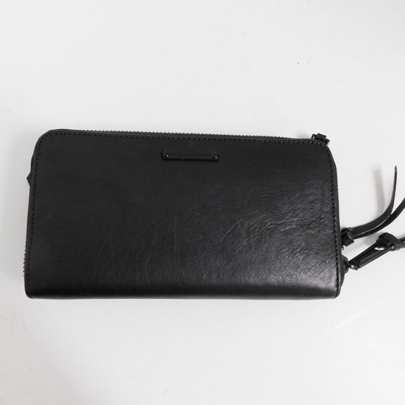 New Rebecca MinkoffBlack Leather Three Zip Around Large Clutch Wallet - Picture 3 of 4